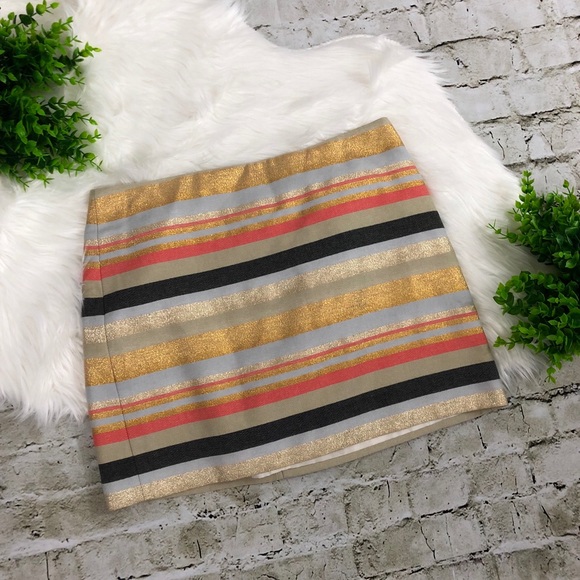 J. Crew Dresses & Skirts - J. Crew Striped Glitter Sparkly Mini Skirt Gold